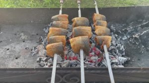 Скумбрия на углях 🔥Это очень вкусно 👍  #рыба #скумбрия #шашлык