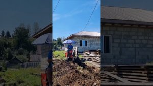 работа мини-экскаватор zm 08, копаем траншею под фундаме