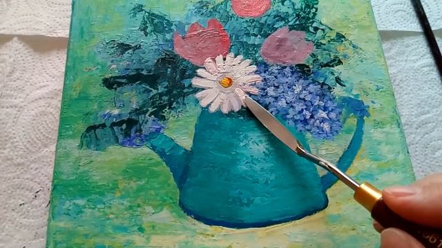 Peindre Fleurs Au Couteau. Bouquet De Printemps/ Spring Bouquet/ Весенний букет