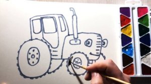 Как нарисовать Белый Трактор с Прицепом.  🚜🐅 По Поля?