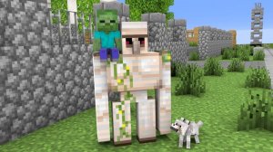 Железный Голем защищает маленького зомби— Мультик с Персонажами Майнкрафт