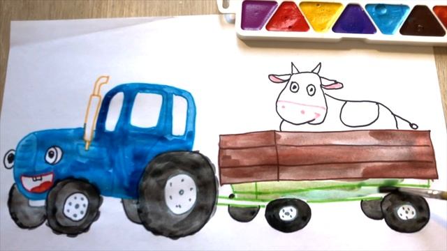 Пісенька про Трактор. How to draw Blue Tractor. Tractor drawing Синій тра смотреть онлайн