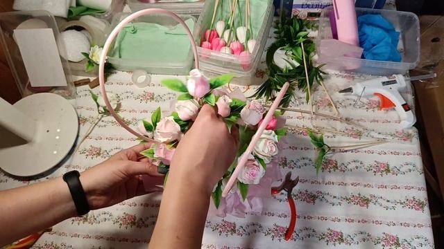 Сборка букета из мыла розы и тюльпаны в сумоч. #мыло #мы