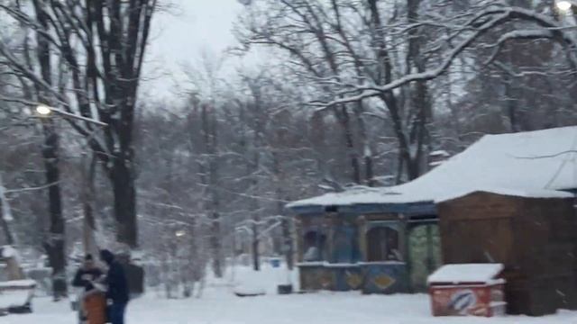Заснеженный  Мелитополь 7. 01.2019 г. Парк М.  Горького....
