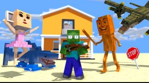 Тунг-Тунг-Тунг Сахур и БАЛЕРИНА КАПУЦИНА против ДОМа зомби, итальянский Брейнрот Майнкрафт Анимация