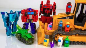 Роботы Трансформеры ищут Предателя вместе с человечками Among Us. Мультики для детей.