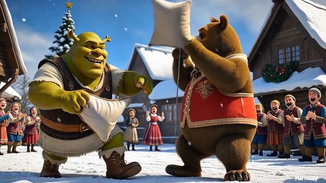 Для детей, Как медведь и осёл научили Шрека русским танцам! смотреть онлайн