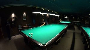 Удачный разбой пирамиды в исполнении Бориса в партии по свободной пирамиде, русский бильярд