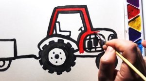 Как нарисовать Красный Трактор. Животные. Песенка. How to