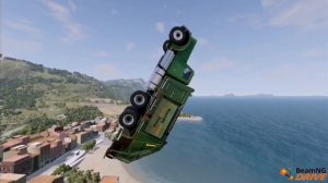 BeamNG DRIVE мусоровоз преодолевает разные препятствия
