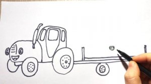Pop- up. Как нарисовать Фиолетовый Трактор с Прицепом. 🚜