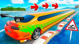 ПРОЕХАЛ ВОДНЫЕ КОЧКИ НА ГИГАНТСКОЙ САМОЙ ДЛИННОЙ ТОЙОТА СУПРА В ГТА 5! ЭКСПЕРИМЕНТЫ В GTA 5