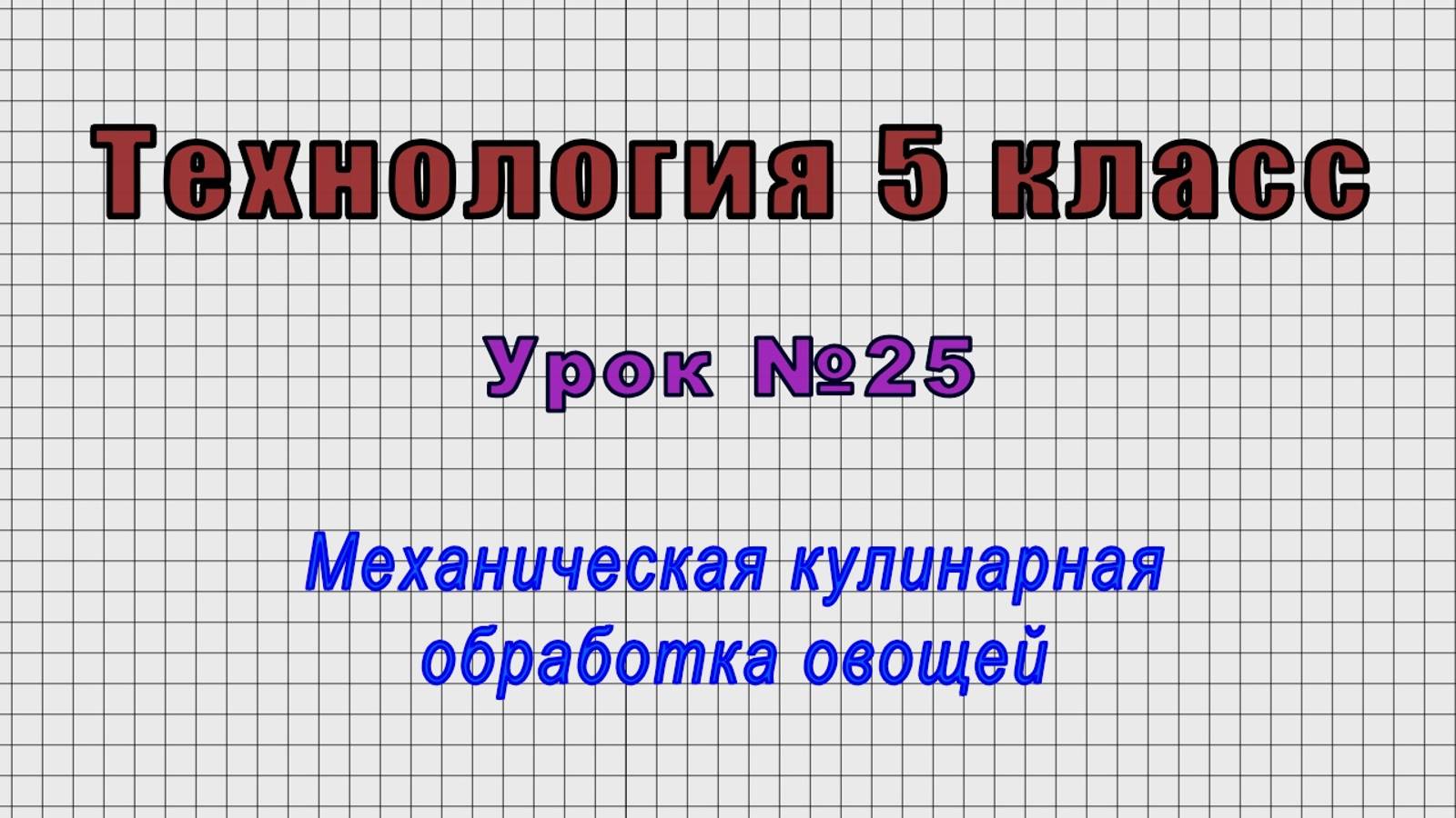 Технология 5 класс (Урок№25 - Механическая кулинарная обработка овощей.) смотреть онлайн