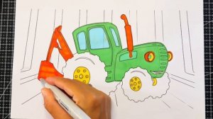 Зелёный трактор РАСКРАСКА / Синий трактор / Трактор Ра?