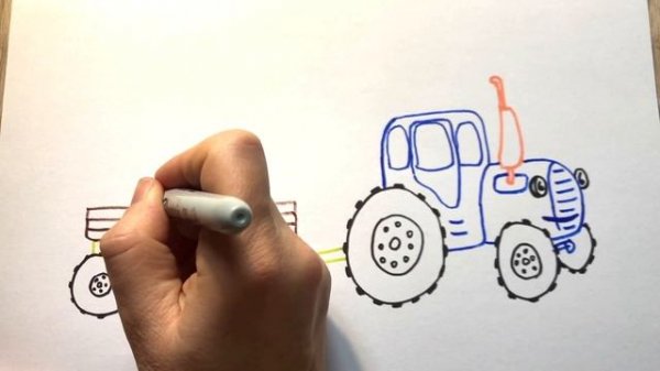 How to draw a Blue Tractor. Как нарисовать Синий Трактор. Ягодки. ?