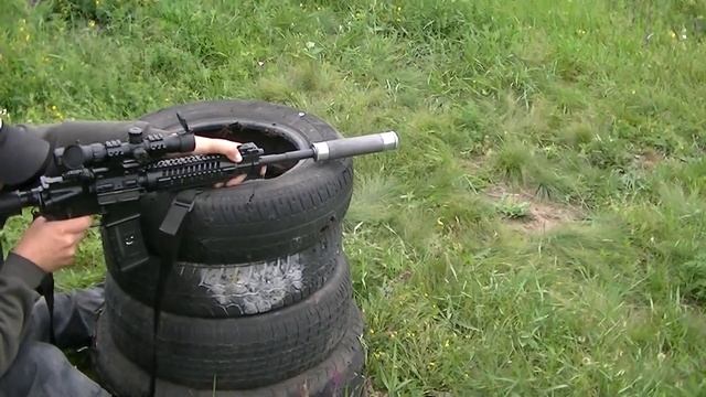Отстрел на кучность патрон 223rem  с глушителем и без нег?