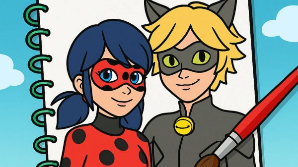 🎨 Раскраски Леди Баг и Супер Кот | Весёлое рисование с Kitty Slime! 🐞🐱