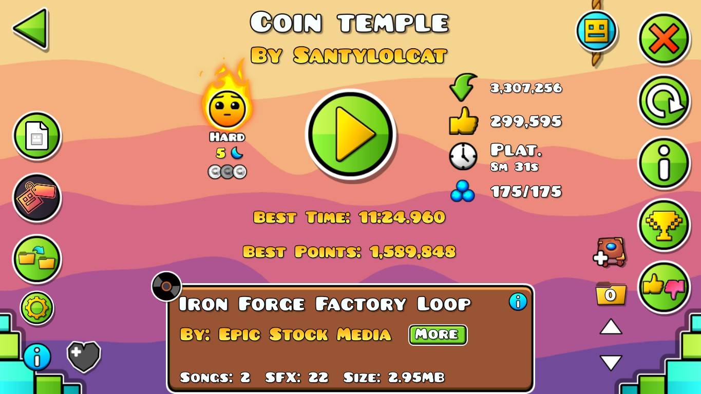 Geometry Dash. Coin Temple - 100%, 1 coin. Not Official Platformer смотреть онлайн