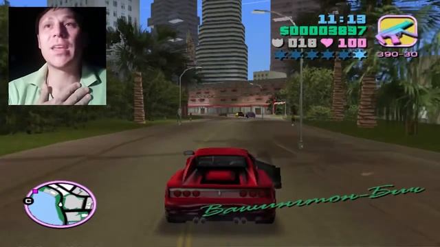 GTA Vice City ГТА Купил права за сало и не умеет водить Смешное прохождение, комментирует смотреть онлайн