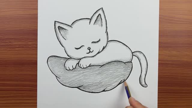 Лёгкий рисунок кошки: как поэтапно нарисовать милую кошку — простой обучающий рисунок карандашом смотреть онлайн