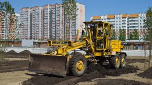 Автогрейдер ДЗ-143-1. Работа по планировке грунта. Звук А-01.