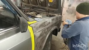 Покраска переднего крыла Ваз 2107.