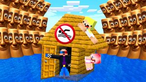 🌊МЫ ПЕРЕЖИЛИ ЦУНАМИ ИЗ ТУНГ ТУНГ ТУНГ САУР В МАЙНКРАФТ! ШЕДИ ЛЕСКА И НУБИК MINECRAFT