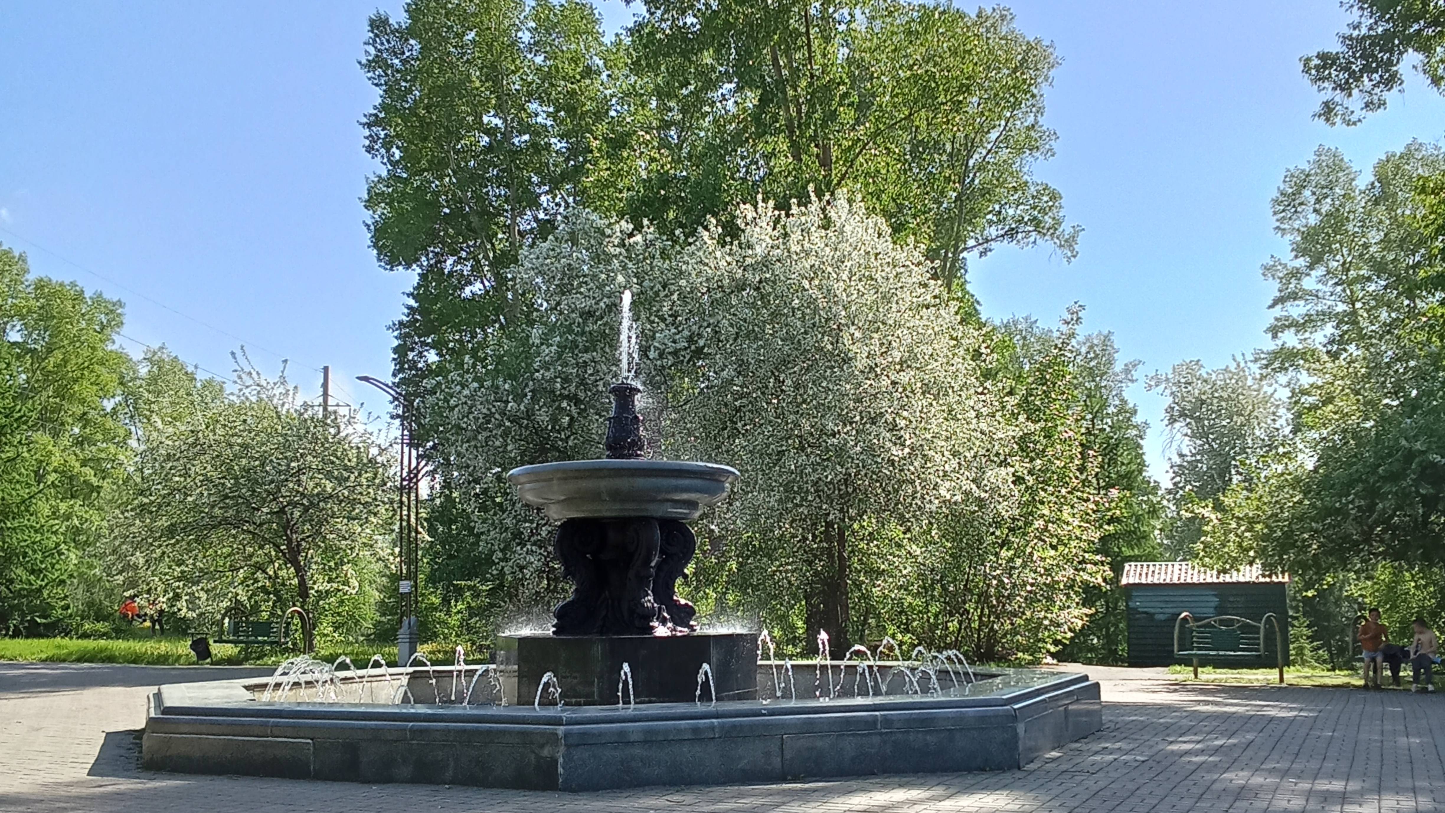 Культурная прогулка. Фонтан. ДК Шахтёров. Хорошая погода. Цветут деревья. Красота. Дружно заходим смотреть онлайн