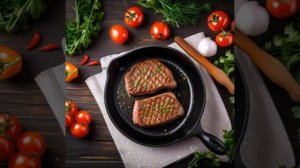 Звук жарим мясо на сковороде