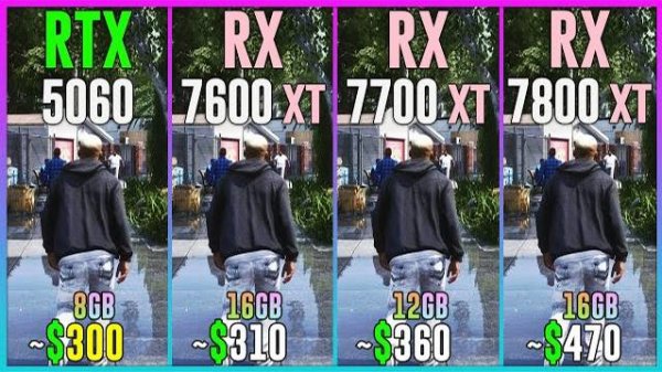 RTX 5060 vs RX 7600 XT vs RX 7700 XT vs RX 7800 XT - Test in 20 Games