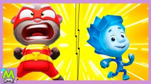 Говорящий Том против Фиксиков.Супергерой Том и Нолик в Гонках Наперегонки.Кто Быстрее