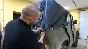 Натягиваем тент на  УАЗ469 при помощи лебёдки