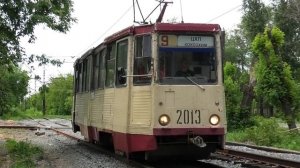 Трамвай Челябинска 71-605 (КТМ-5М3) №2013 маршрут 9 следует п