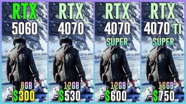 RTX 5060 vs RTX 4070 vs RTX 4070 SUPER vs RTX 4070 TI SUPER - Test in 20 Games