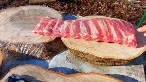 Свиные ребра на садже с овощами. Готовим в лесу. Обжиг ?