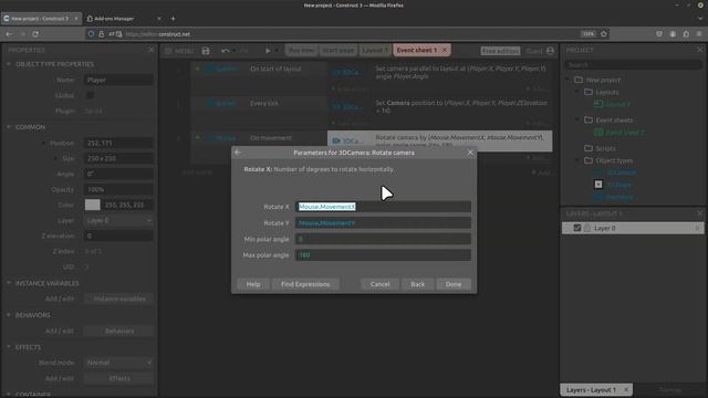 Construct 3: Камера от 1 лица за 3 минуты + управление смотреть онлайн