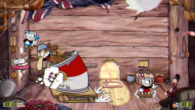 прохождение Cuphead боссов КОРОЛЕВА МЕДОБРЮШКО , ГАНС ГРЫЗУН смотреть онлайн