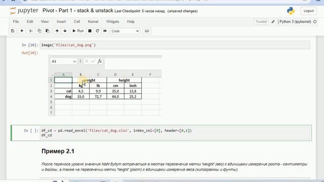 Методы STACK & UNSTACK. Поворот табличных данных (PIVOT) в pandas смотреть онлайн