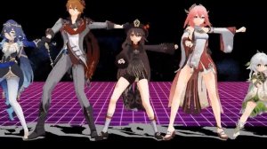 Персонажи геншина танцуют под Katty Parry.