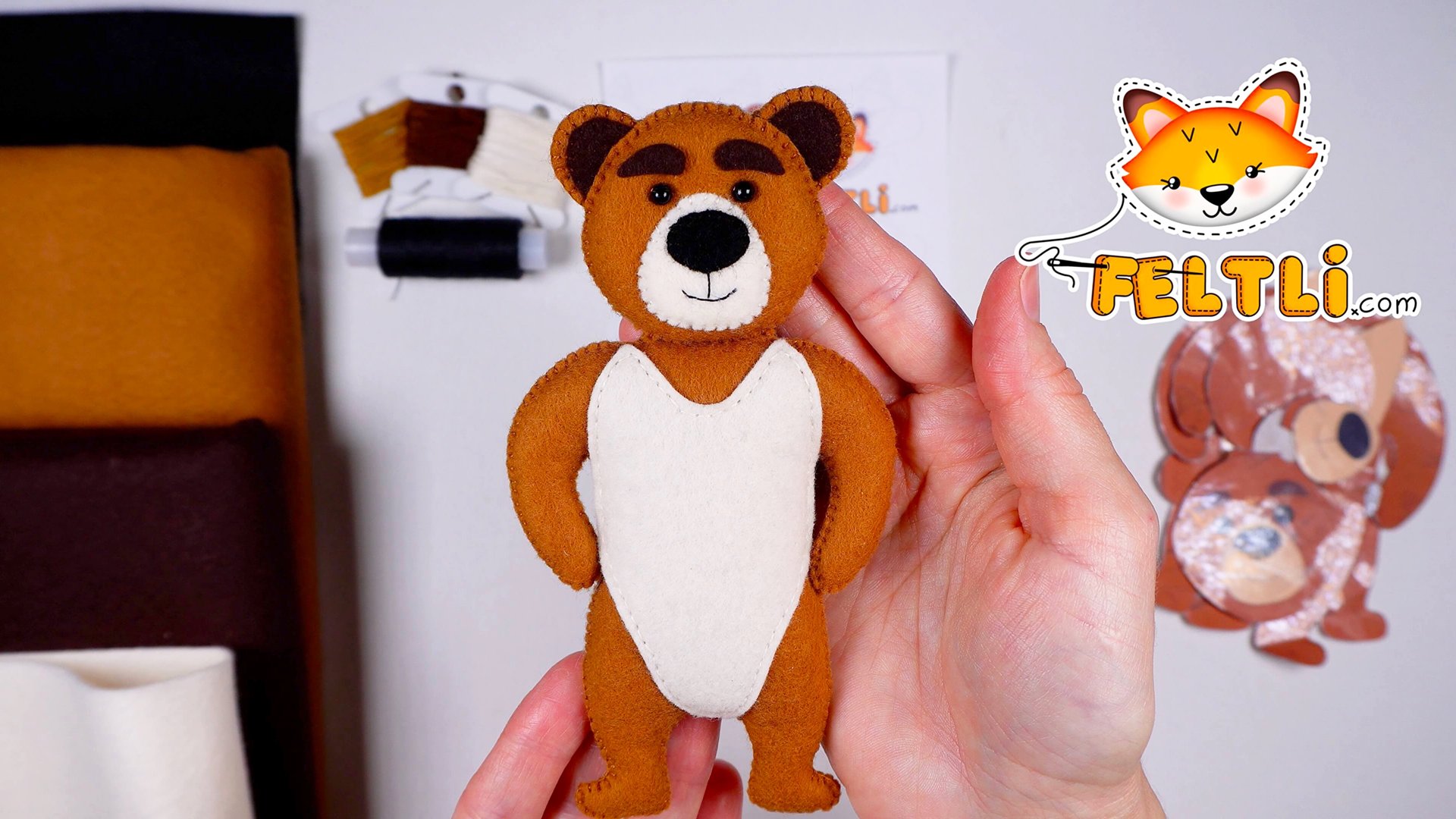 Мастер-класс Медведь из фетра своими руками / Выкройка мишки из фетра / Как сшить медведя из фетра? смотреть онлайн