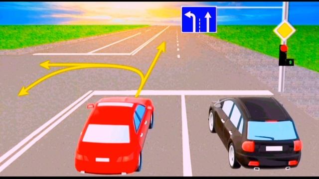 Куда разрешено продолжить движение водителю красного