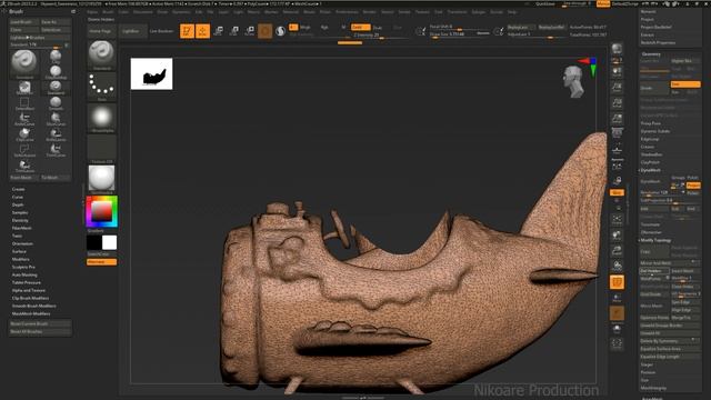 Доработка AI 3D-модели в Zbrush, часть 1: Knife, Select, Masking, Polygroups,