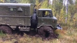Газ 66 работа лебедки  Gaz 66 механическая лебедка