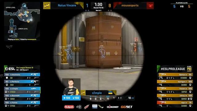 СИМПЛ В ШОКЕ ОТ КЛАТЧА ФРОУЗЕНА! NaVi vs Mousesports | ESL Pro League Season 12 смотреть онлайн