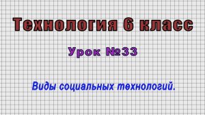 Технология 6 класс (Урок№33 - Виды социальных технологий.)