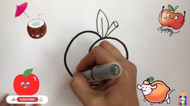 How To Draw a Cute Peach | Bolalar uchun shaftoli rasm chizish | рисуем персик для детей смотреть онлайн