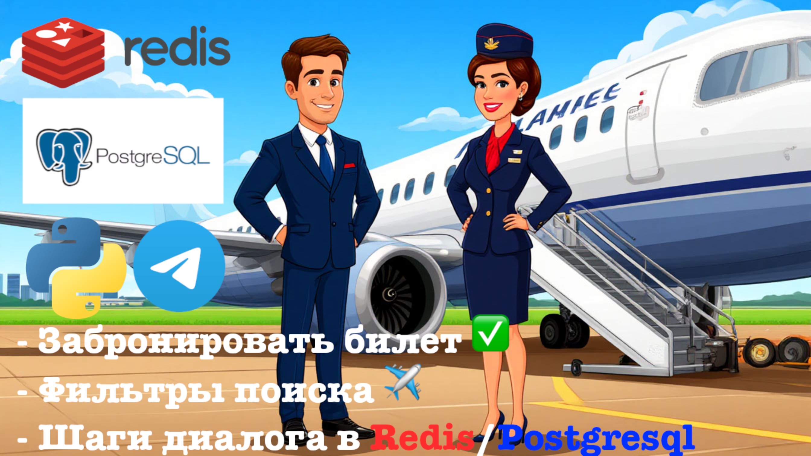 TelegramBOT. Как хранить состояние диалога в Redis/Postgresql. SkyFly Airlines #4 смотреть онлайн