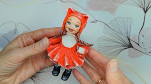 Как сделать ватную игрушку Девочка в новогоднем костюме лисички
