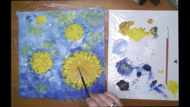 Рисуем одуванчики просто. смотреть онлайн