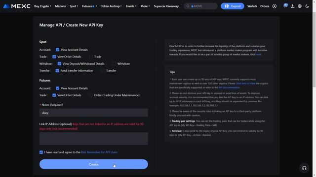MEXC: подключаем Дневник Трейдера